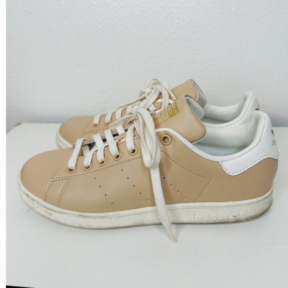 Adidas Gold Stan Smith Colab Tan & White Leather Lace up Sneaker Shoes 8 - Picture 4 of 12